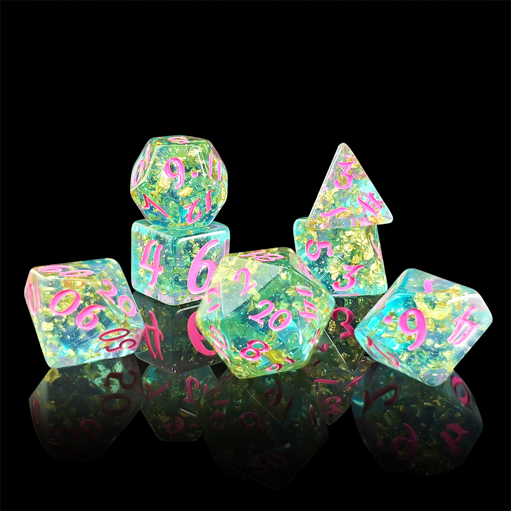 Board Game Electronic Table - 7Pcs/set Shining Foil Inside Resin Dice