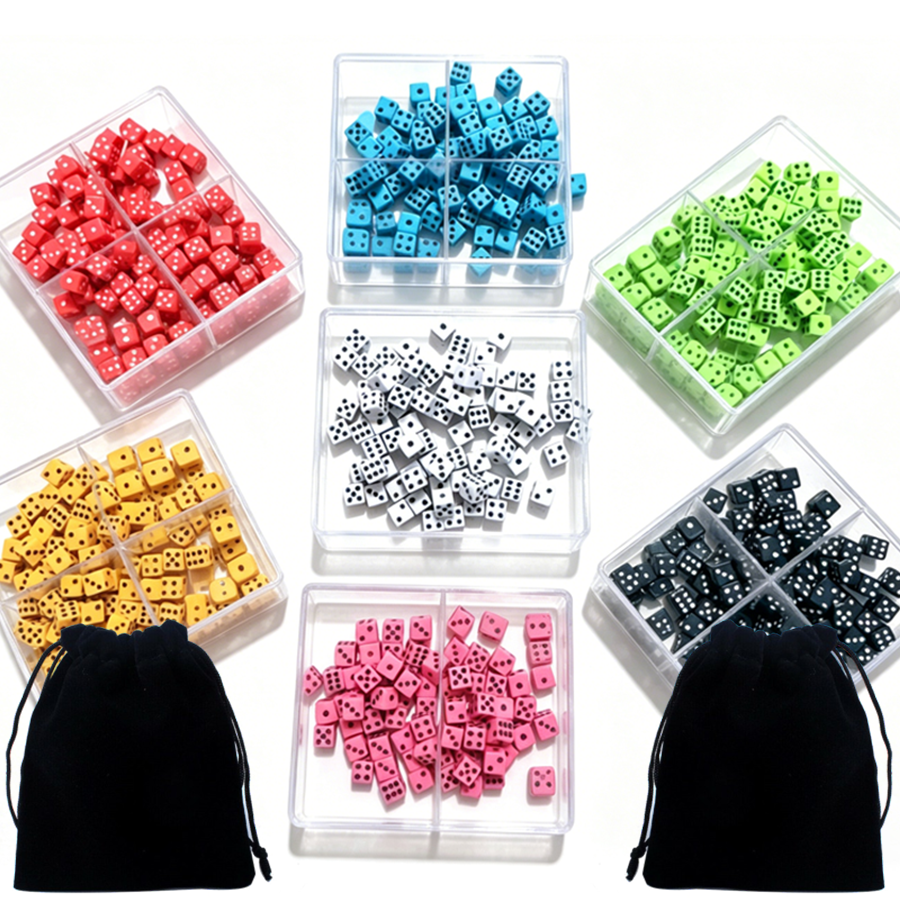 Board Game Festival - 101pcs Bagged Mini Dice, Colorful 8mm