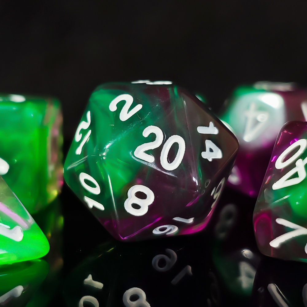 7Pcs blend color Purple & Gree - Dice Set Polyhedral review and price