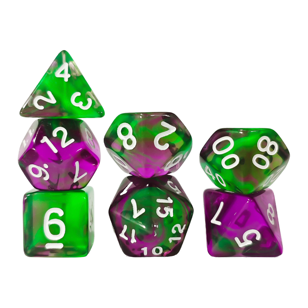 7Pcs blend color Purple & Gree - Dice Set Polyhedral review and price