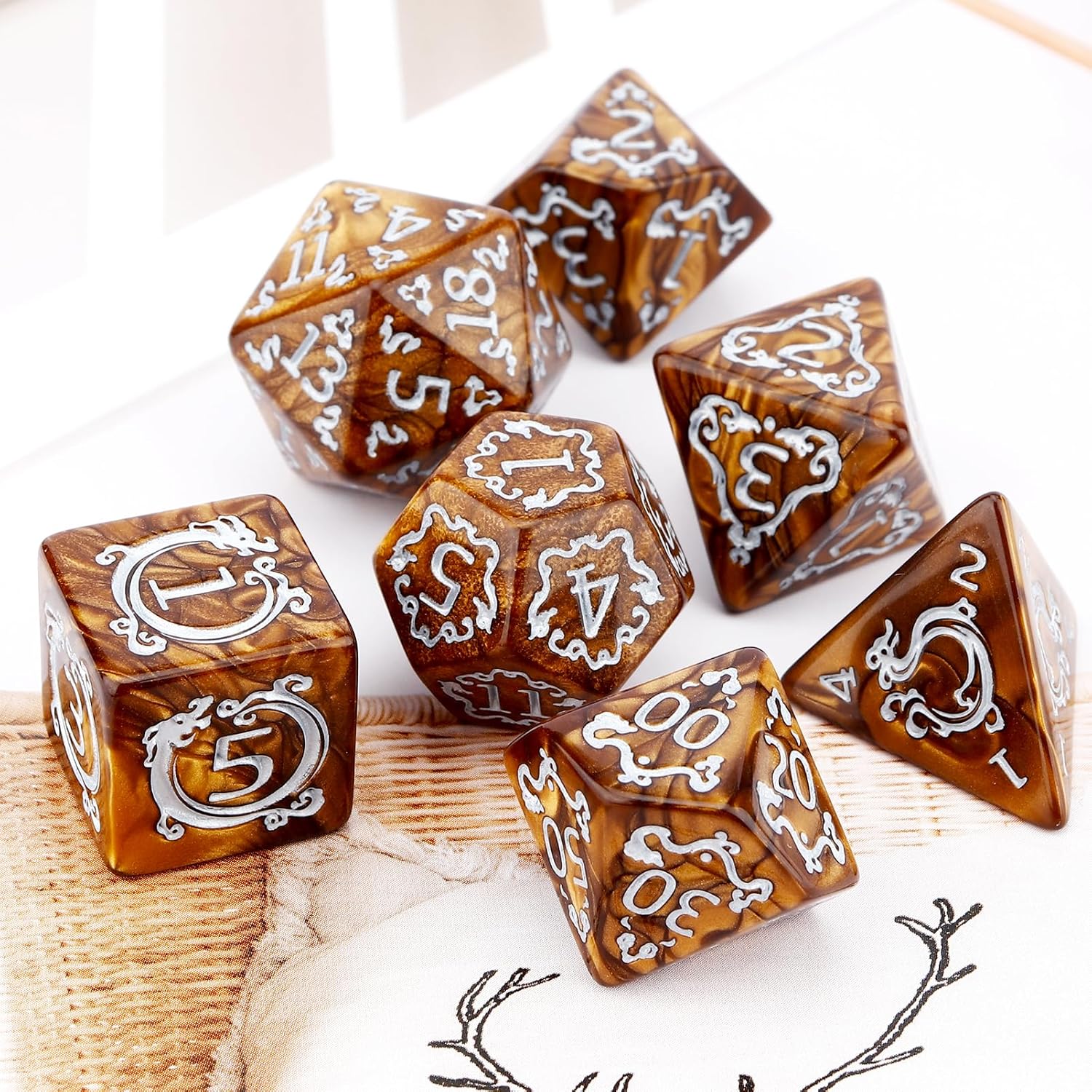 7Pcs Set DND Dice Dragon Patte - Dice Set Polyhedral review and price