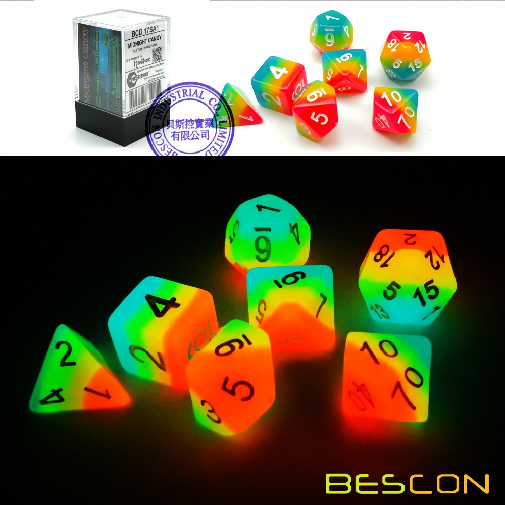 Bescon Fantasy Rainbow Glowing - Dice Set Polyhedral review and price