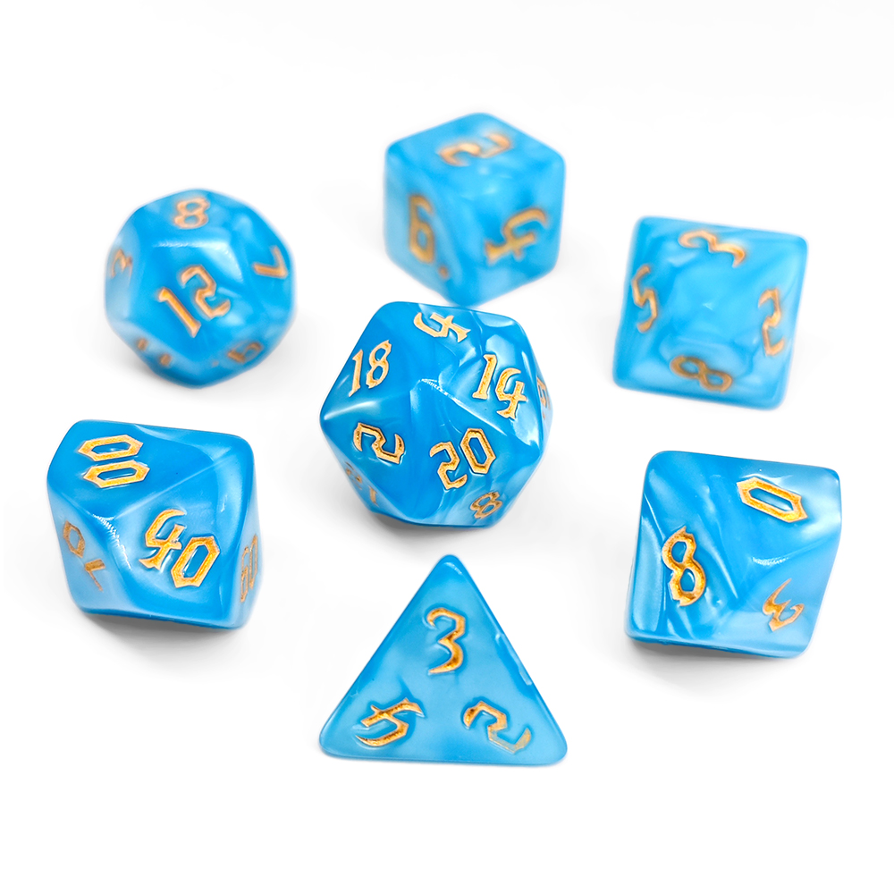 7Pcs Dark Blue Swirl Dice Set, - Dice Set Polyhedral review and price
