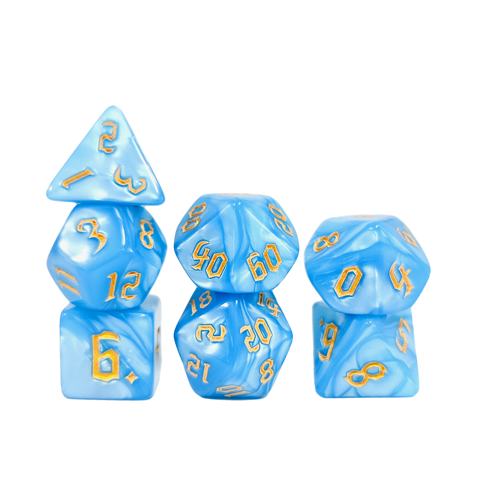 7Pcs Dark Blue Swirl Dice Set, - Dice Set Polyhedral review and price