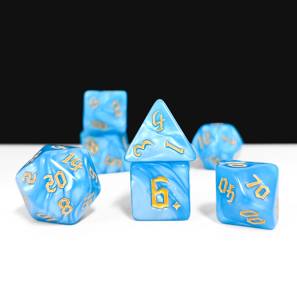 7Pcs Dark Blue Swirl Dice Set, - Dice Set Polyhedral review and price