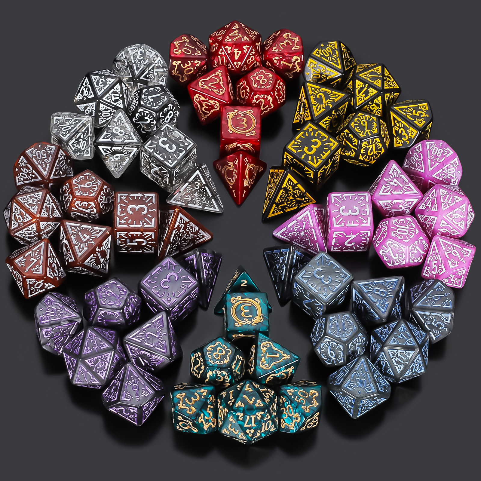 DND Dice Set -7pc carved patte - Dice Set Polyhedral review and price
