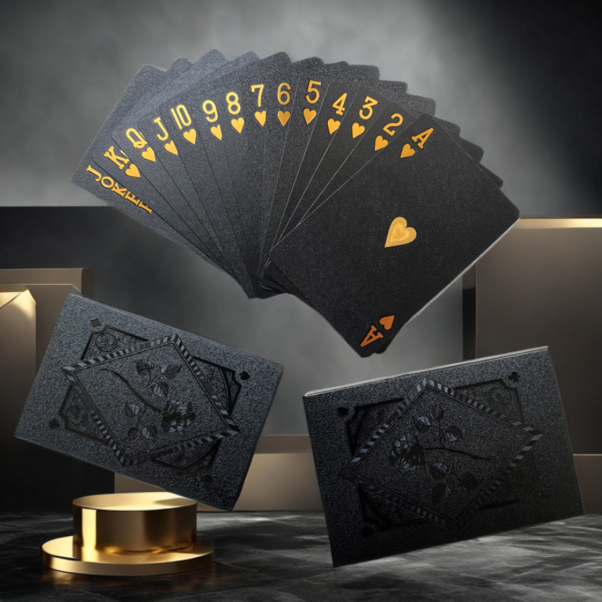 Color Black Gold Playing Card  - Board Game With Chips review and price