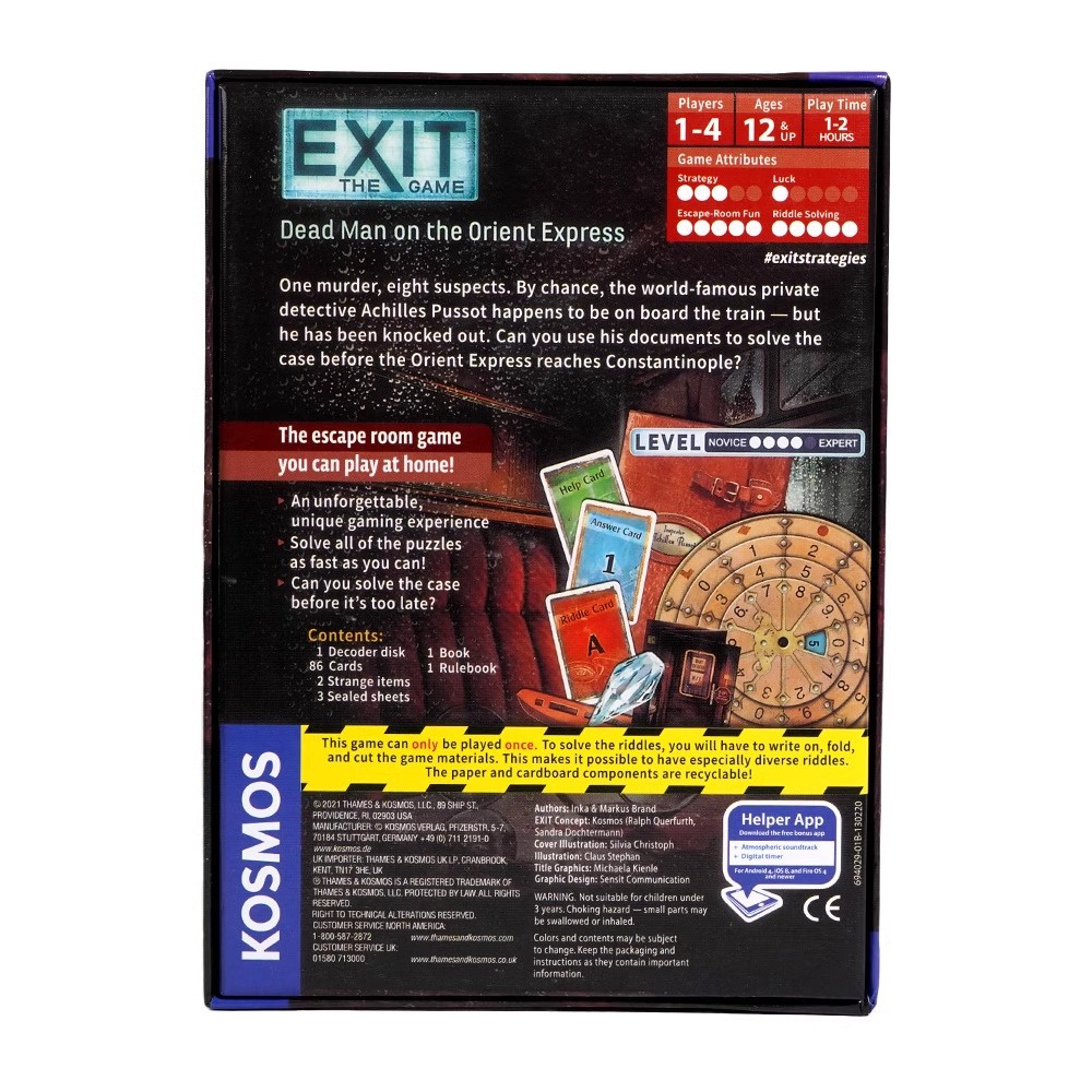 EXIT: Dead Man on the Orient E - Board Game Risk review and price